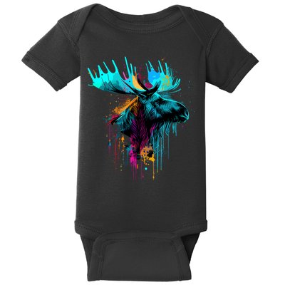 Moose Lovers Colorful Pop Art Beautiful Moose Baby Bodysuit