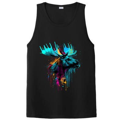 Moose Lovers Colorful Pop Art Beautiful Moose PosiCharge Competitor Tank