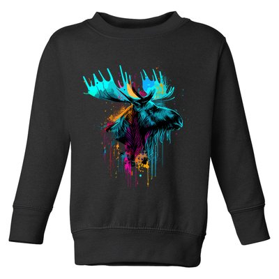 Moose Lovers Colorful Pop Art Beautiful Moose Toddler Sweatshirt