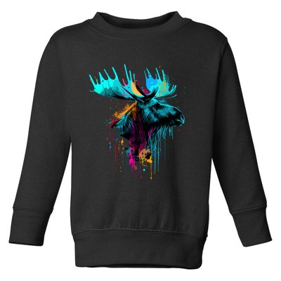 Moose Lovers Colorful Pop Art Beautiful Moose Toddler Sweatshirt