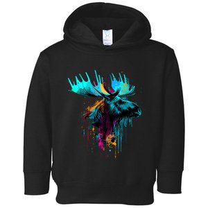 Moose Lovers Colorful Pop Art Beautiful Moose Toddler Hoodie