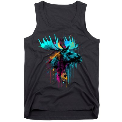 Moose Lovers Colorful Pop Art Beautiful Moose Tank Top