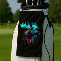 Moose Lovers Colorful Pop Art Beautiful Moose Golf Towel