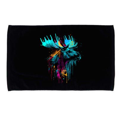 Moose Lovers Colorful Pop Art Beautiful Moose Microfiber Hand Towel