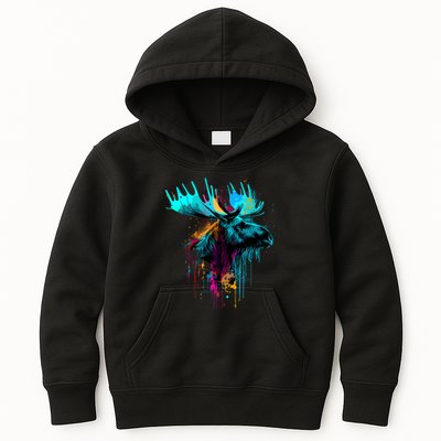 Moose Lovers Colorful Pop Art Beautiful Moose Kids Hoodie