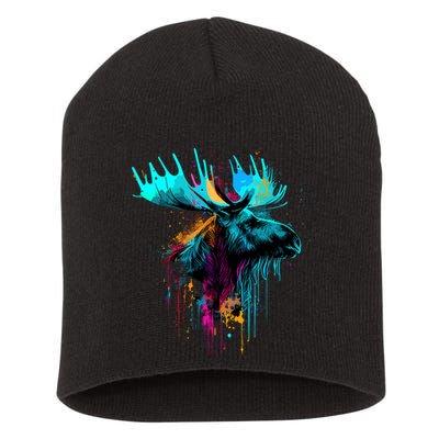 Moose Lovers Colorful Pop Art Beautiful Moose Short Acrylic Beanie