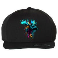 Moose Lovers Colorful Pop Art Beautiful Moose Wool Snapback Cap