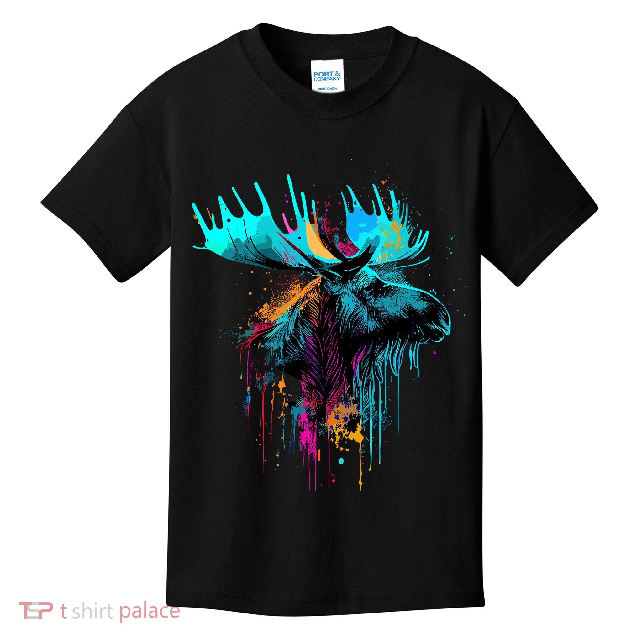 Moose Lovers Colorful Pop Art Beautiful Moose Kids T-Shirt
