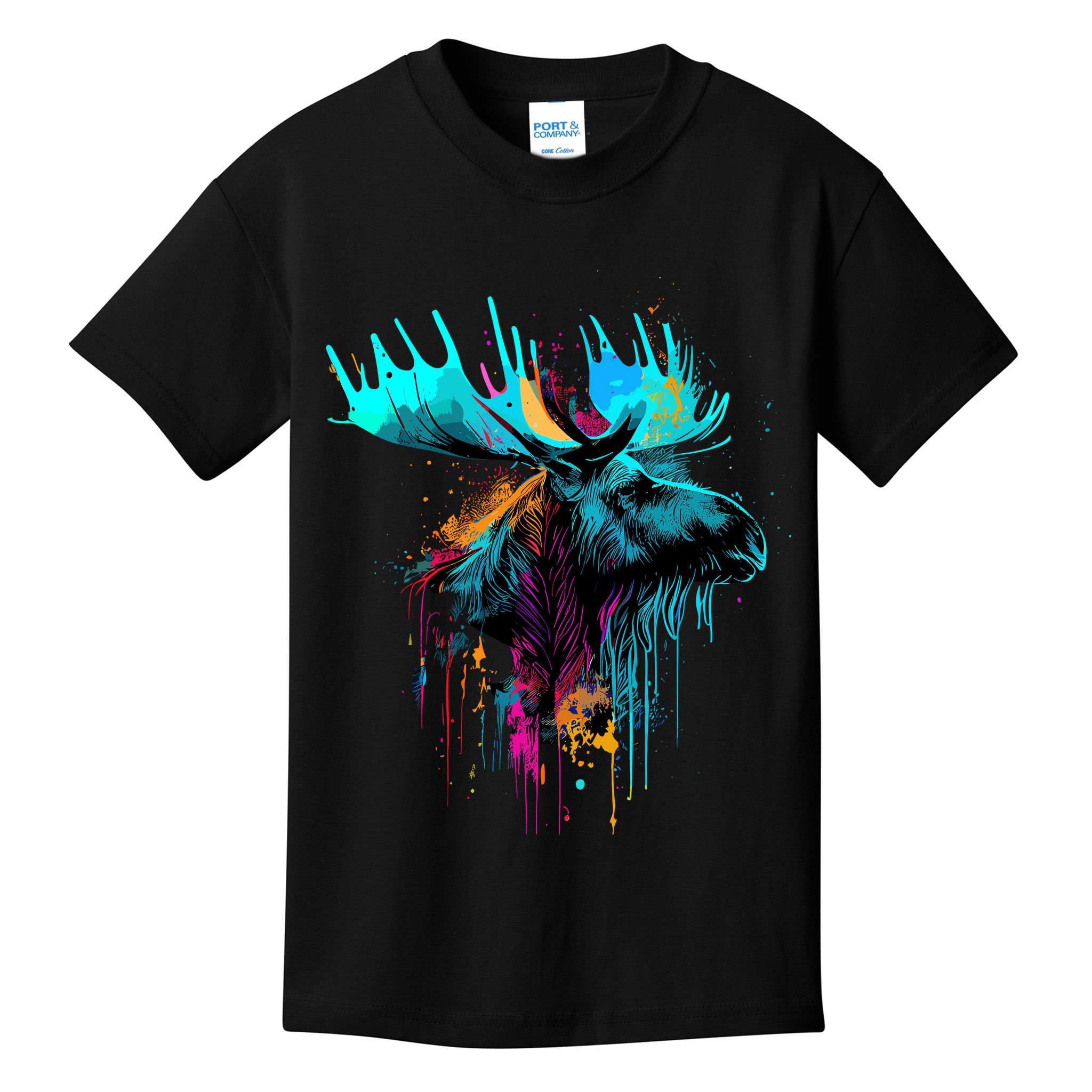 Moose Lovers Colorful Pop Art Beautiful Moose Kids T-Shirt