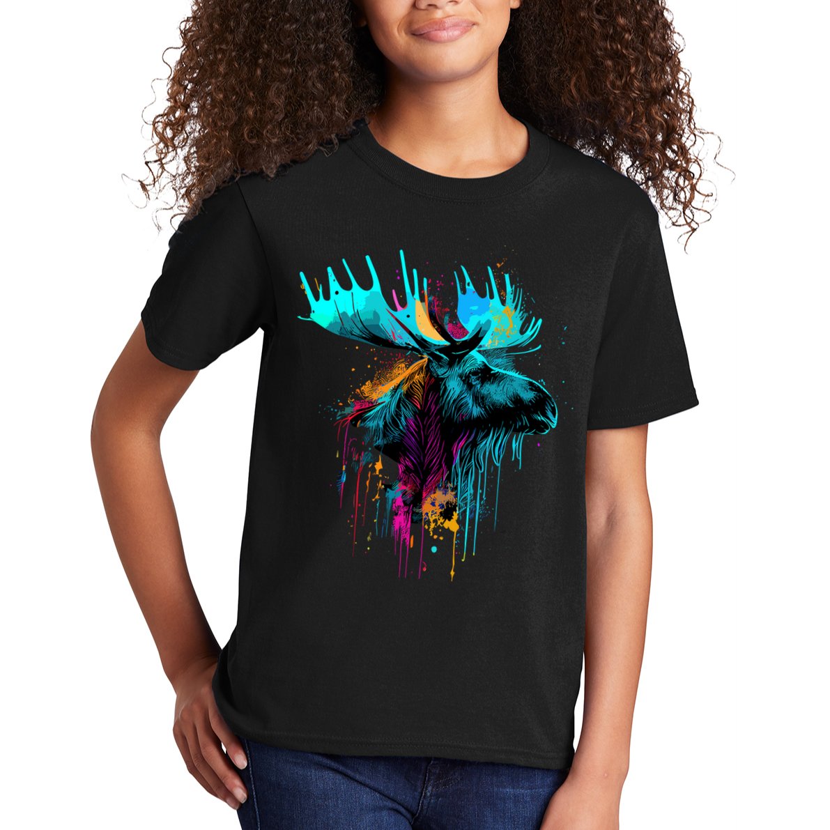 Moose Lovers Colorful Pop Art Beautiful Moose Kids T-Shirt