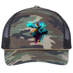 Moose Lovers Colorful Pop Art Beautiful Moose Retro Rope Trucker Hat Cap