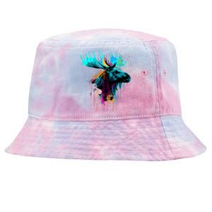 Moose Lovers Colorful Pop Art Beautiful Moose Tie-Dyed Bucket Hat