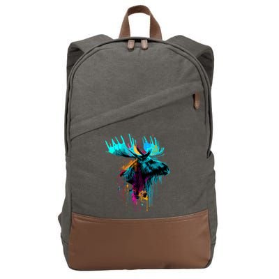 Moose Lovers Colorful Pop Art Beautiful Moose Cotton Canvas Backpack