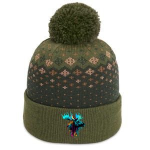 Moose Lovers Colorful Pop Art Beautiful Moose The Baniff Cuffed Pom Beanie