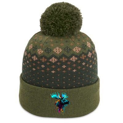 Moose Lovers Colorful Pop Art Beautiful Moose The Baniff Cuffed Pom Beanie