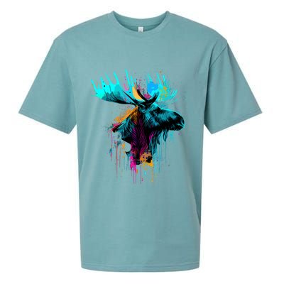 Moose Lovers Colorful Pop Art Beautiful Moose Sueded Cloud Jersey T-Shirt