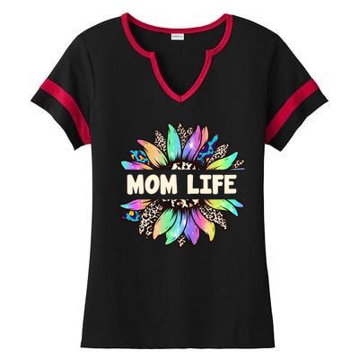 Mom Life Colorful Sunflower Ladies Halftime Notch Neck Tee