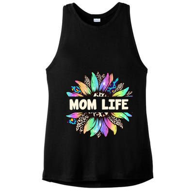 Mom Life Colorful Sunflower Ladies PosiCharge Tri-Blend Wicking Tank