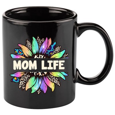 Mom Life Colorful Sunflower 11oz C Handle Ceramic Mug