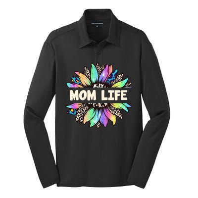 Mom Life Colorful Sunflower Silk Touch Performance Long Sleeve Polo