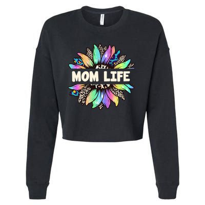 Mom Life Colorful Sunflower Cropped Pullover Crew