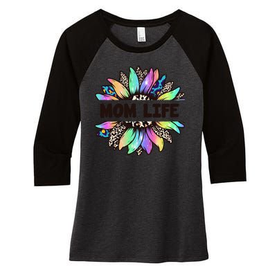 Mom Life Colorful Sunflower Women's Tri-Blend 3/4-Sleeve Raglan Shirt