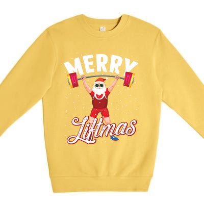 Merry Liftmas Cool Santa Claus Lifting Gym Gift Premium Crewneck Sweatshirt