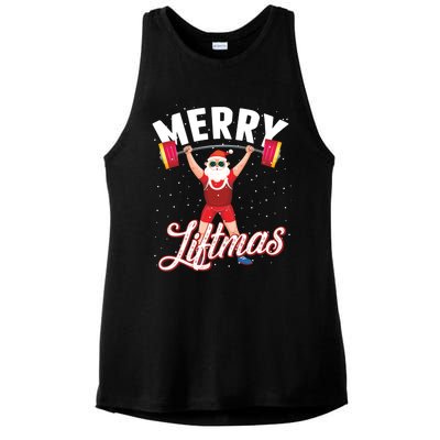 Merry Liftmas Cool Santa Claus Lifting Gym Gift Ladies PosiCharge Tri-Blend Wicking Tank