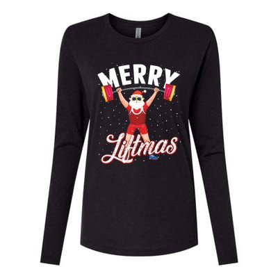 Merry Liftmas Cool Santa Claus Lifting Gym Gift Womens Cotton Relaxed Long Sleeve T-Shirt