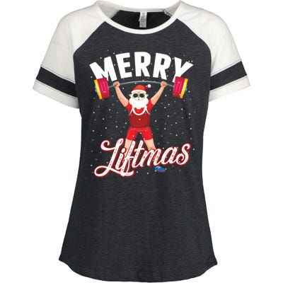 Merry Liftmas Cool Santa Claus Lifting Gym Gift Enza Ladies Jersey Colorblock Tee