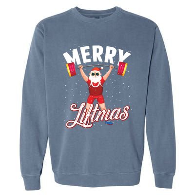 Merry Liftmas Cool Santa Claus Lifting Gym Gift Garment-Dyed Sweatshirt