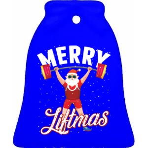 Merry Liftmas Cool Santa Claus Lifting Gym Gift Ceramic Bell Ornament