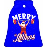 Merry Liftmas Cool Santa Claus Lifting Gym Gift Ceramic Bell Ornament