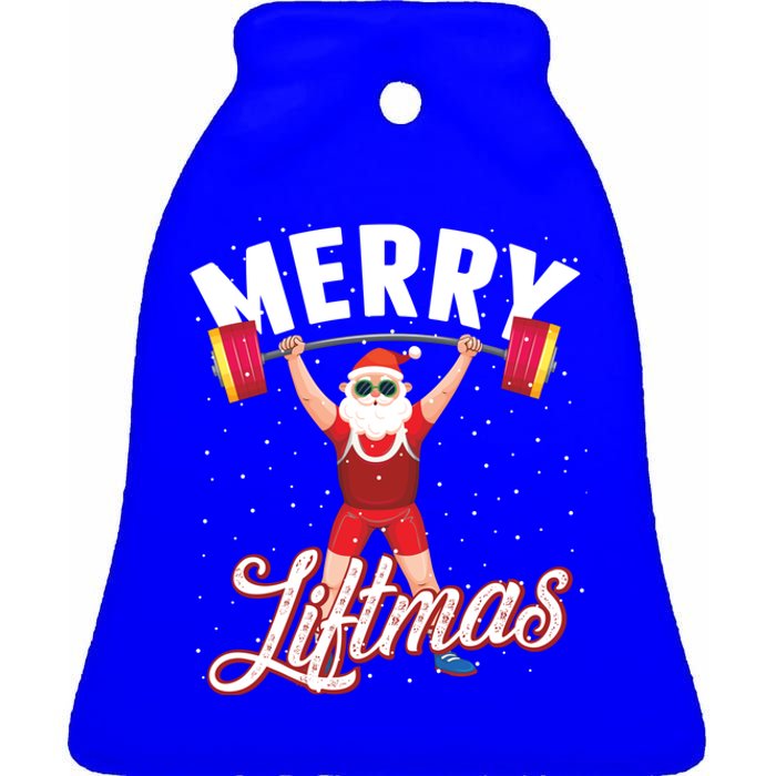 Merry Liftmas Cool Santa Claus Lifting Gym Gift Ceramic Bell Ornament