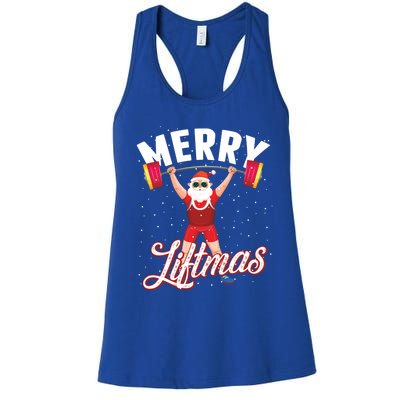 Merry Liftmas Cool Santa Claus Lifting Gym Gift Women's Racerback Tank