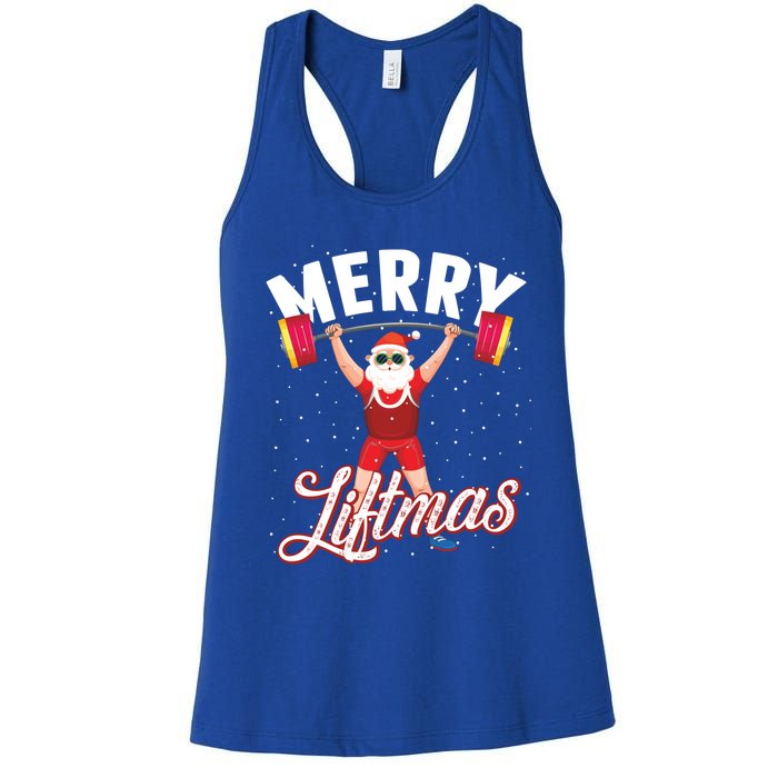 Merry Liftmas Cool Santa Claus Lifting Gym Gift Women's Racerback Tank