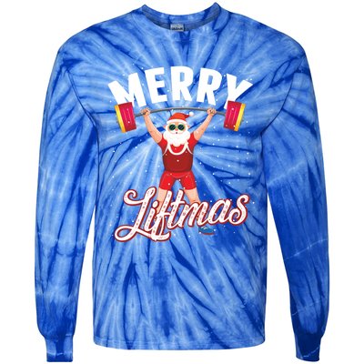 Merry Liftmas Cool Santa Claus Lifting Gym Gift Tie-Dye Long Sleeve Shirt