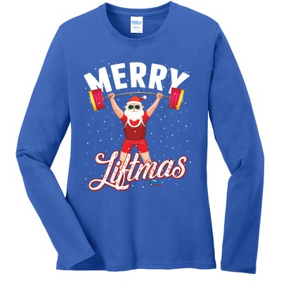 Merry Liftmas Cool Santa Claus Lifting Gym Gift Ladies Long Sleeve Shirt