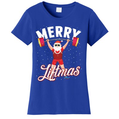 Merry Liftmas Cool Santa Claus Lifting Gym Gift Women's T-Shirt