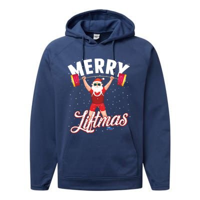 Merry Liftmas Cool Santa Claus Lifting Gym Gift Performance Fleece Hoodie