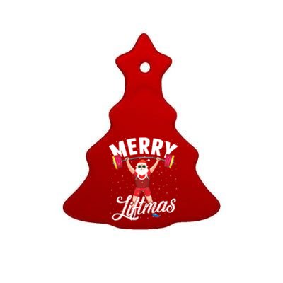 Merry Liftmas Cool Santa Claus Lifting Gym Gift Ceramic Tree Ornament