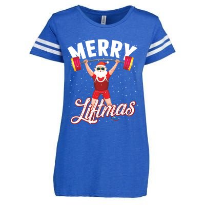 Merry Liftmas Cool Santa Claus Lifting Gym Gift Enza Ladies Jersey Football T-Shirt