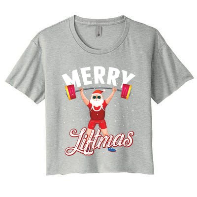 Merry Liftmas Cool Santa Claus Lifting Gym Gift Women's Crop Top Tee