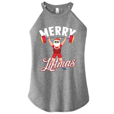 Merry Liftmas Cool Santa Claus Lifting Gym Gift Women’s Perfect Tri Rocker Tank