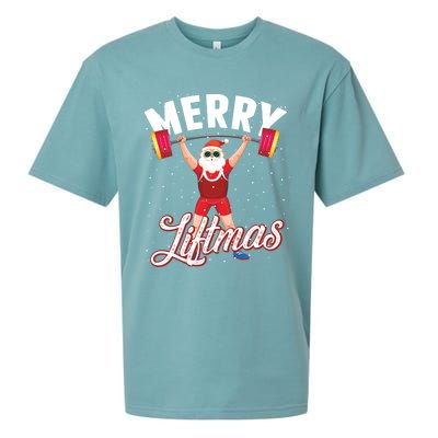 Merry Liftmas Cool Santa Claus Lifting Gym Gift Sueded Cloud Jersey T-Shirt