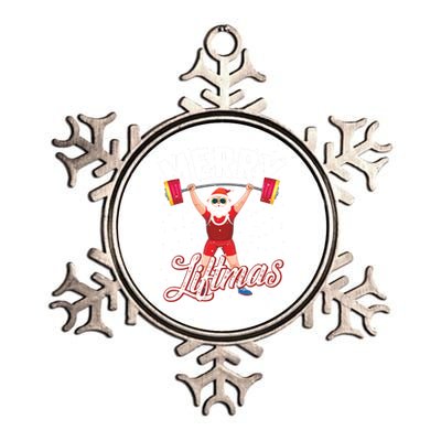 Merry Liftmas Cool Santa Claus Lifting Gym Gift Metallic Star Ornament