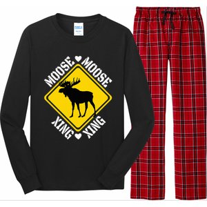 Moose Lovers Crossing Sign Long Sleeve Pajama Set