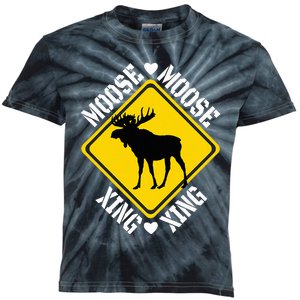 Moose Lovers Crossing Sign Kids Tie-Dye T-Shirt