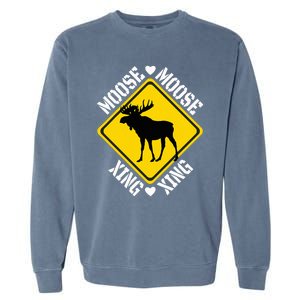 Moose Lovers Crossing Sign Garment-Dyed Sweatshirt