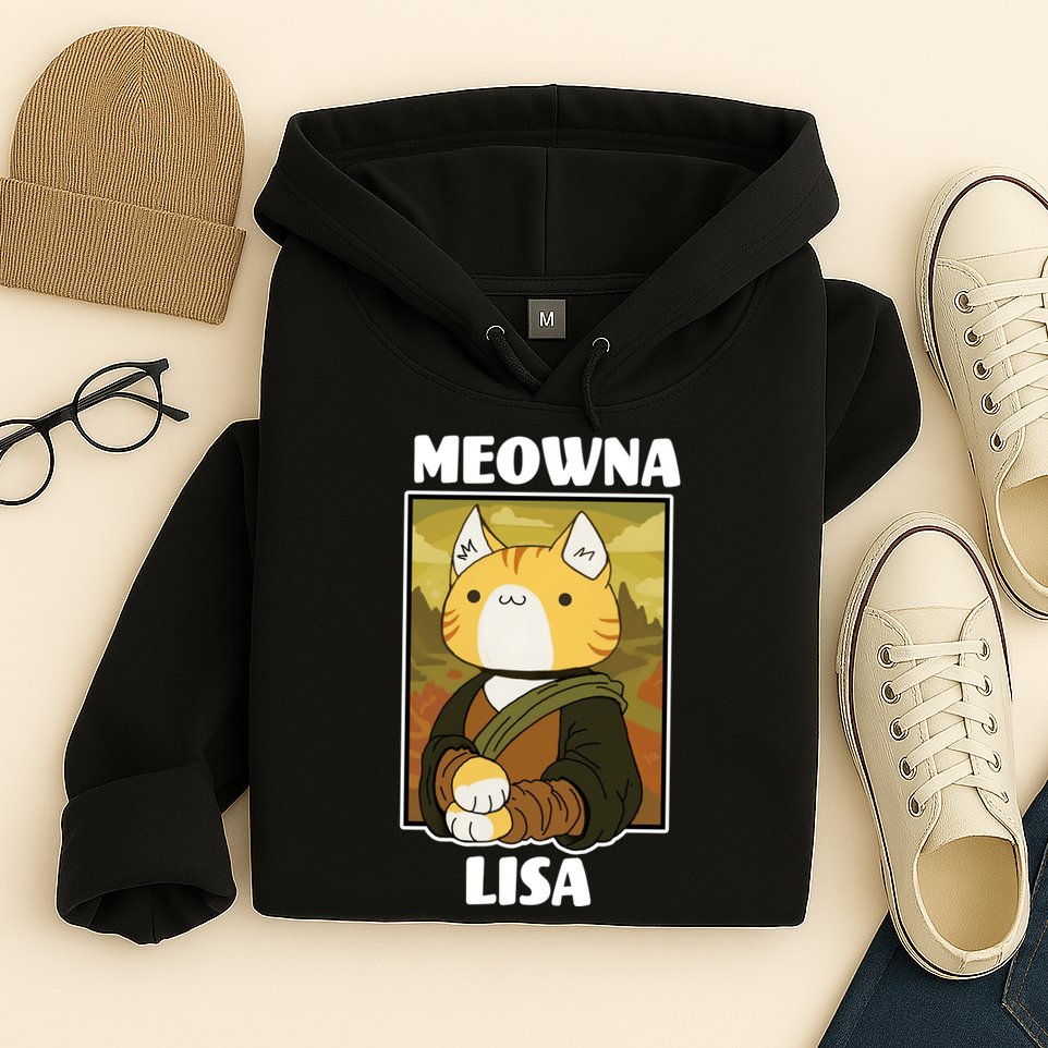 Meowna Lisa Cat Portrait Hoodie